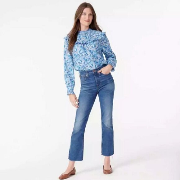 💕J. CREW💕 Smocked Popover Top ~ Liberty Elysian Day Floral Large L NWT - Picture 4 of 16